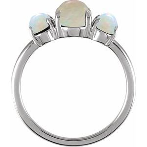 14K White Gold Natural Ethiopian Opal Cabochon Ring