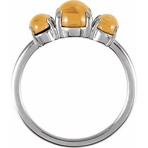 14K White Gold Natural Citrine Cabochon Ring