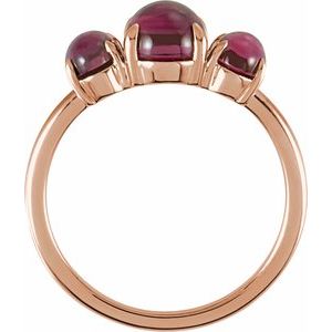 14K Rose Gold Natural Rhodolite Garnet Cabochon Ring