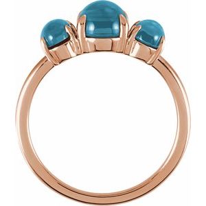 14K Rose Gold Natural London Blue Topaz Cabochon Ring