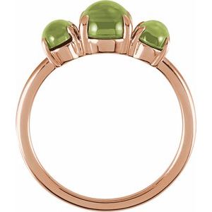 14K Rose Gold Natural Peridot Cabochon Ring