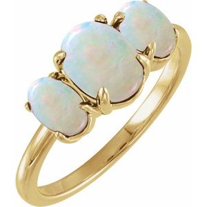 14K Yellow Gold Natural Ethiopian Opal Cabochon Ring