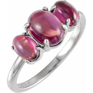 Sterling Silver Natural Rhodolite Garnet Cabochon Ring
