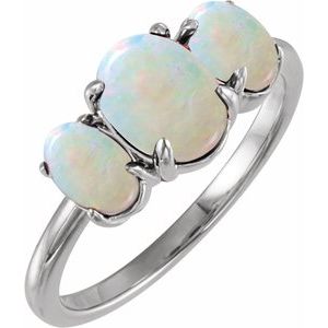 Sterling Silver Natural Ethiopian Opal Cabochon Ring