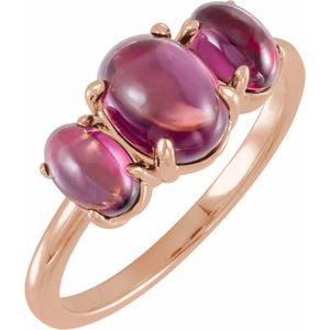 14K Rose Gold Natural Rhodolite Garnet Cabochon Ring