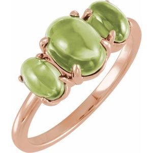 14K Rose Gold Natural Peridot Cabochon Ring
