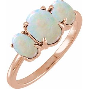 14K Rose Gold Natural Ethiopian Opal Cabochon Ring