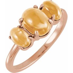 14K Rose Gold Natural Citrine Cabochon Ring