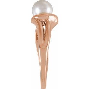 14K Rose Gold 6 mm Cultured Freshwater Pearl Ring
