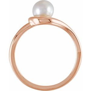 14K Rose Gold 6 mm Cultured Freshwater Pearl Ring