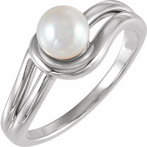 Platinum 6 mm Cultured Freshwater Pearl Ring