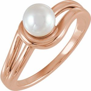 14K Rose Gold 6 mm Cultured Freshwater Pearl Ring