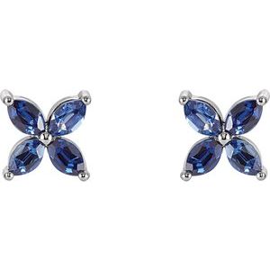 14K White Gold Lab-Grown Blue Sapphire Earrings – image 2
