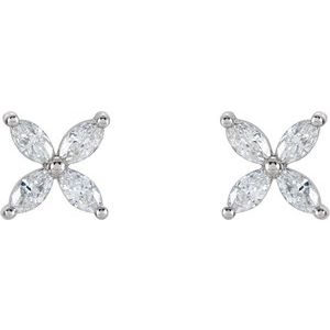 14K White Gold 1/2 CTW Natural Diamond Cluster Earrings – image 2