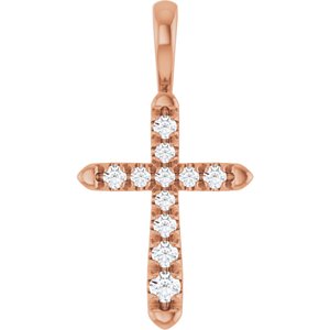 14K Rose Gold 1/6 CTW Lab-Grown Diamond Cross Pendant