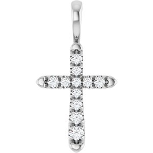Platinum 1/6 CTW Lab-Grown Diamond Cross Pendant