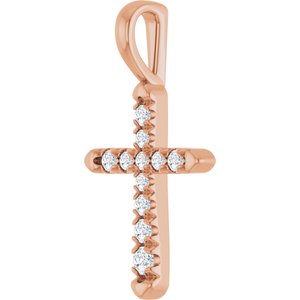 14K Rose Gold 1/6 CTW Lab-Grown Diamond Cross Pendant