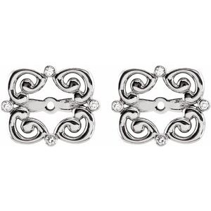 14K White Gold .08 CTW Natiral Diamond Earring Jackets with 5.7 mm ID – image 2