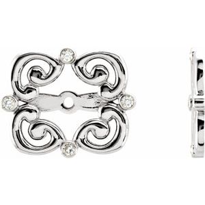 14K White Gold .08 CTW Natiral Diamond Earring Jackets with 5.7 mm ID