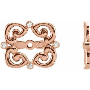 14K Rose Gold .08 CTW Natiral Diamond Earring Jackets with 5.7 mm ID