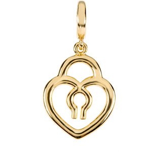 14K Yellow Gold Heart Lock Charm/Pendant