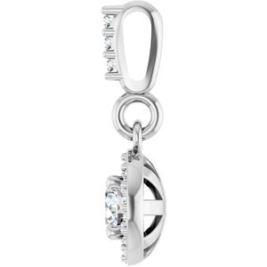 14K White Gold 1/5 CTW Natural Diamond Halo-Style Pendant