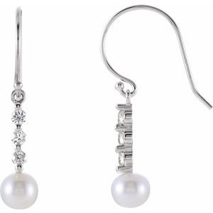Accented Pearl Bar Earrings