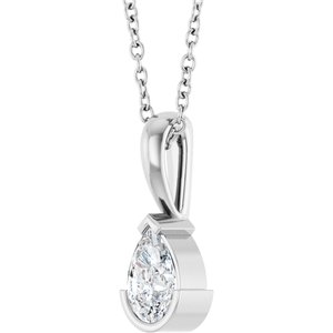 14K White Gold 1/3 CT Natural Diamond 16-18" Necklace
