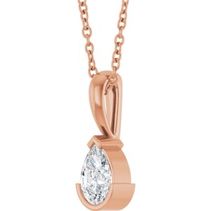 14K Rose Gold 1/3 CT Natural Diamond 16-18" Necklace