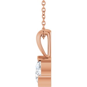 14K Rose Gold 1/3 CT Natural Diamond 16-18" Necklace