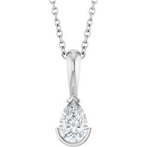 Sterling Silver 1/3 CT Natural Diamond 16-18" Necklace