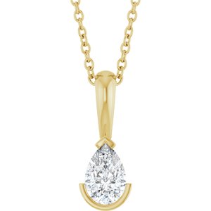14K Yellow Gold 1/3 CT Natural Diamond 16-18" Necklace