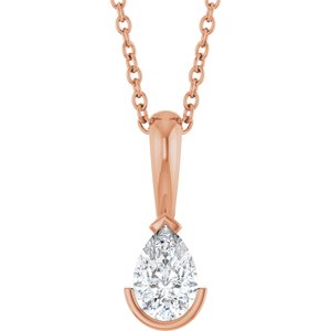 14K Rose Gold 1/3 CT Natural Diamond 16-18" Necklace
