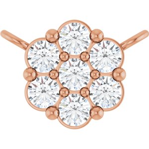 14K Rose Gold 1/5 CTW Lab-Grown Diamond Cluster Necklace Center