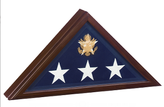 Memorial Flag Display Case - Presidential Flag Case – Cherry, With Emblem