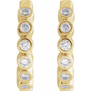 14K Yellow Gold 1/4 CT Natural Diamond Hinged Hoop Earrings – image 2