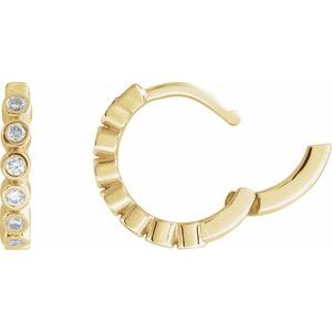14K Yellow Gold 1/4 CT Natural Diamond Hinged Hoop Earrings – image 3
