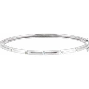 14K White Gold 1/4 CTW Natural Diamond Bangle 6" Bracelet