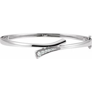14K White Gold 3 mm Round Bangle Journey 6 1/2" Bracelet Mounting