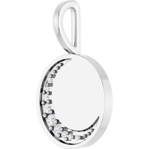 Platinum Engravable .05 CTW Natural Diamond Crescent Moon Pendant