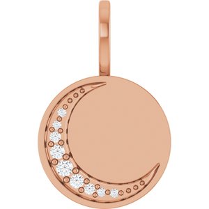 14K Rose Gold Engravable .05 CTW Lab-Grown Diamond Crescent Moon Pendant