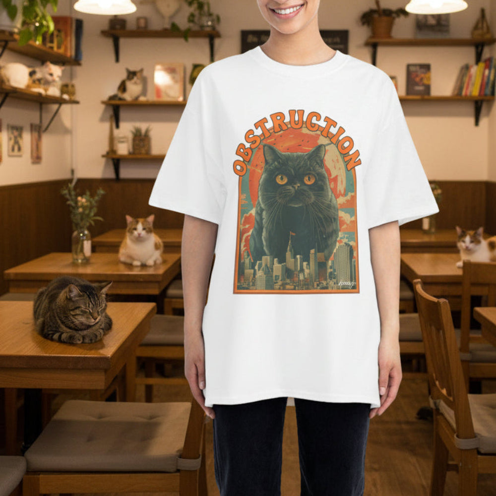 Retro Cat Obstruction Graphic T-Shirt