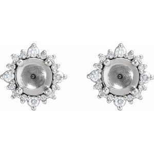 Sterling Silver 5 mm Round 1/6 CTW Natural Diamond Semi-Set Halo-Style Earrings – image 2