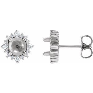 14K White Gold 5 mm Round 1/6 CTW Natural Diamond Semi-Set Halo-Style Earrings