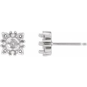 Sterling Silver 3 mm Round 4-Prong Halo-Style Earring Mounting