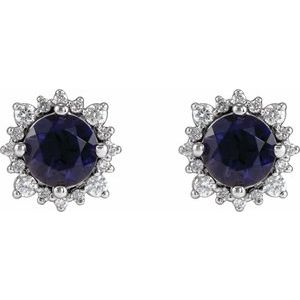 14K White Gold 5 mm Natural Iolite & 1/6 CTW Natural Diamond Halo-Style Earrings – image 2