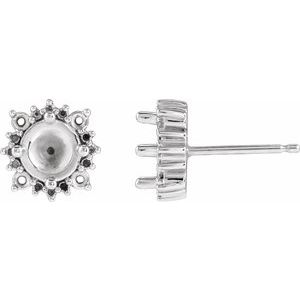 14K White Gold 5 mm Round 4-Prong Halo-Style Earring Mounting