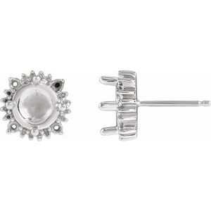 Sterling Silver 6 mm Round 4-Prong Halo-Style Earring Mounting