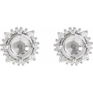 14K White Gold 6 mm Round 1/5 CTW Natural Diamond Semi-Set Halo-Style Earrings – image 2