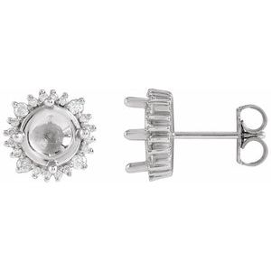 14K White Gold 6 mm Round 1/5 CTW Natural Diamond Semi-Set Halo-Style Earrings